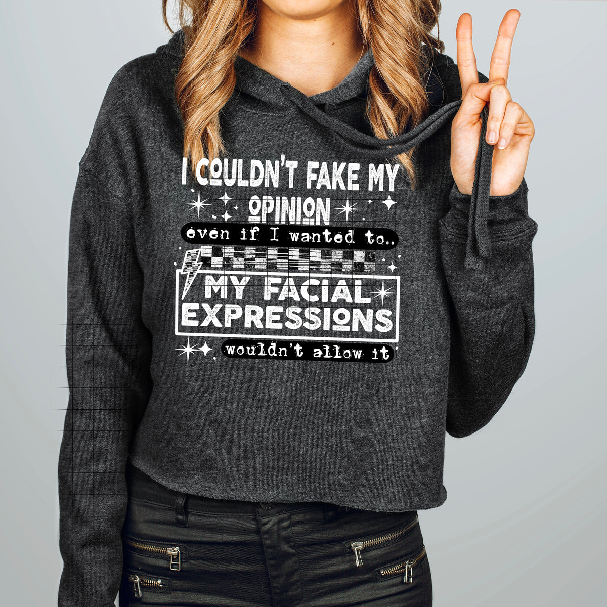 I can’t help my facial expressions WHITE ACCENTS CSC DTF transfer