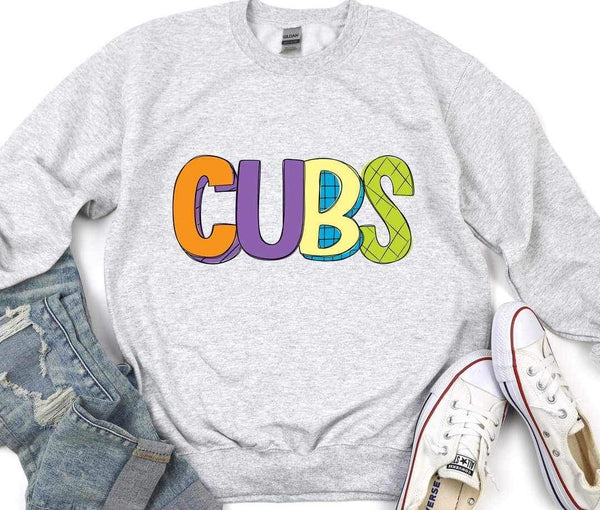 Cubs (mascot multi color writing) 11065 DTF TRANSFER