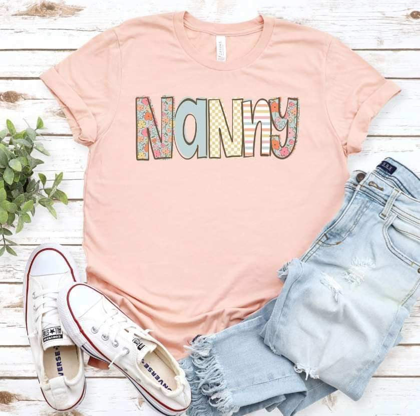 Nanny pastel patterned font 21206 DTF transfer