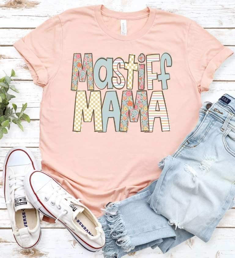 Mastiff mama pastel patterned font 21205 DTF transfer