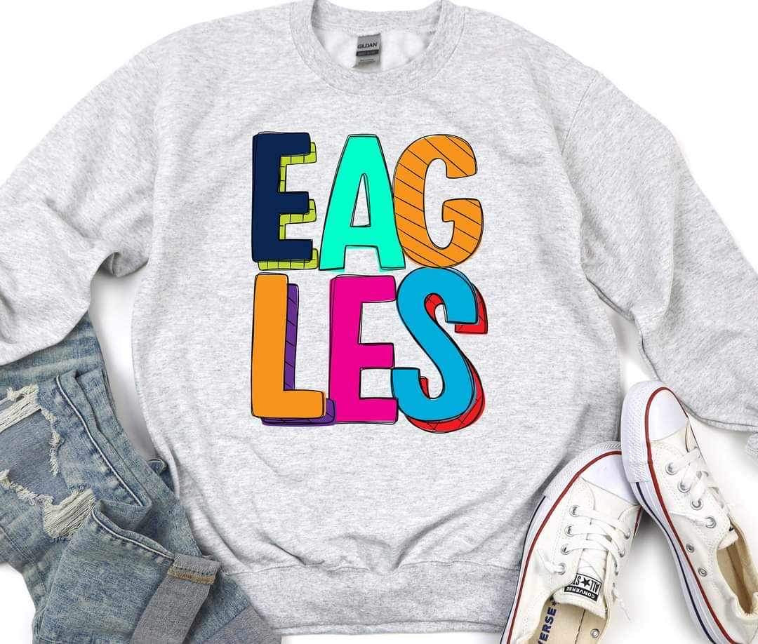 Eagles (mascot multi color writing) 11063 DTF TRANSFER