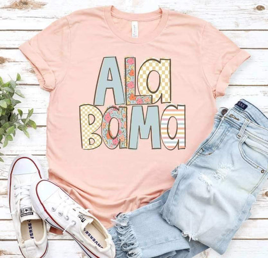 Alabama pastel patterned font 21204 DTF transfer