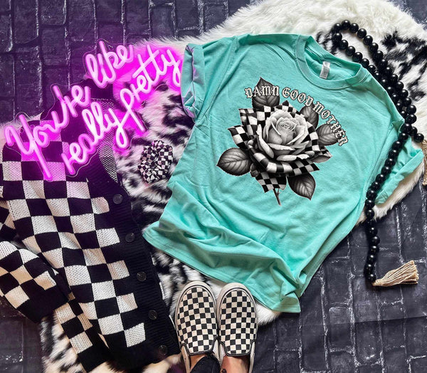Damn good mother checkered rose 31683 DTF transfer