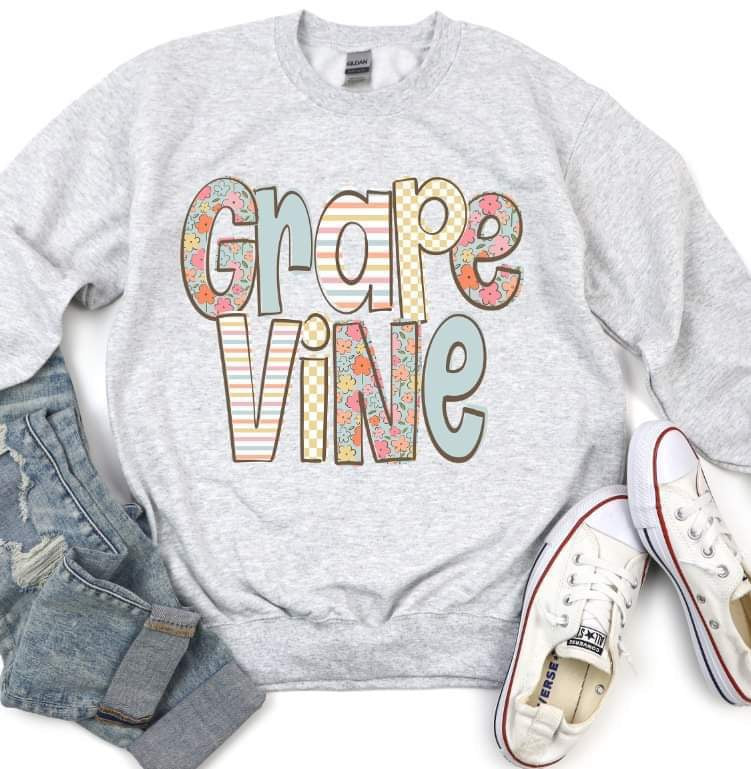 Grape vine pastel patterned font 21203 DTF transfer