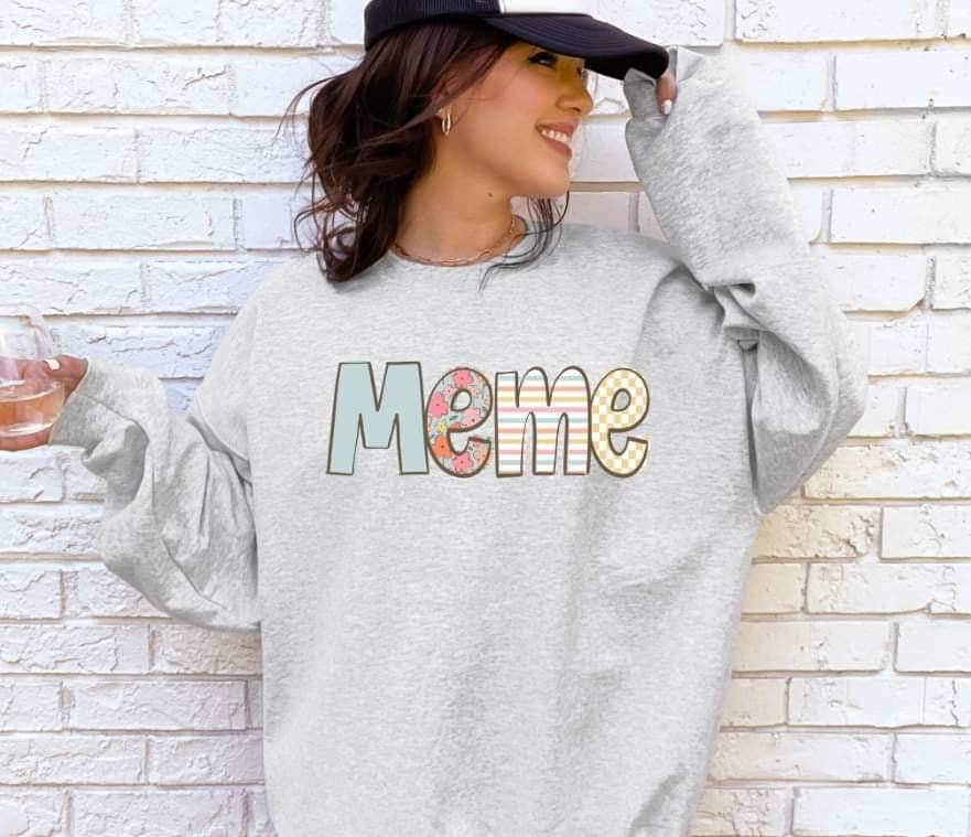 Meme pastel patterned font 21202 DTF transfer
