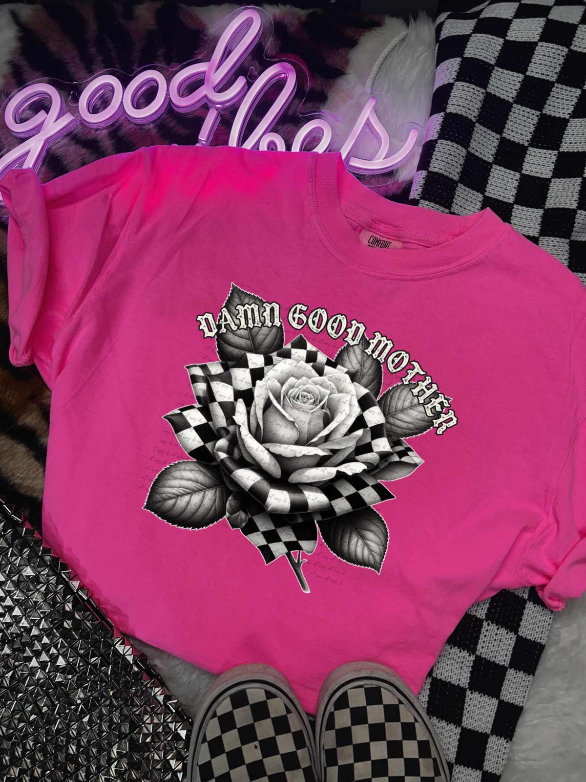Damn good mother checkered rose 31683 DTF transfer