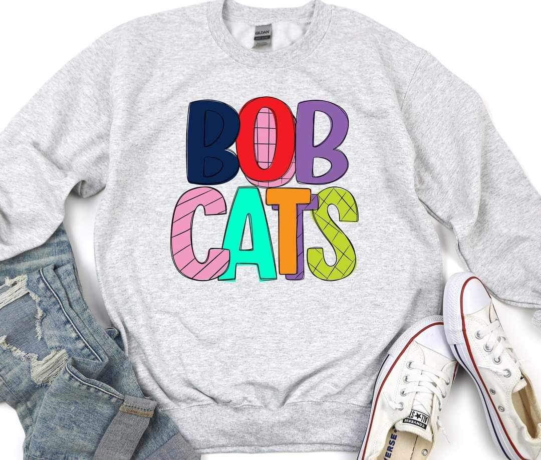 Bobcats (mascot multi color writing) 11060 DTF TRANSFER