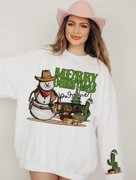 Merry Christmas pardner (western snowman) 11078 DTF TRANSFER