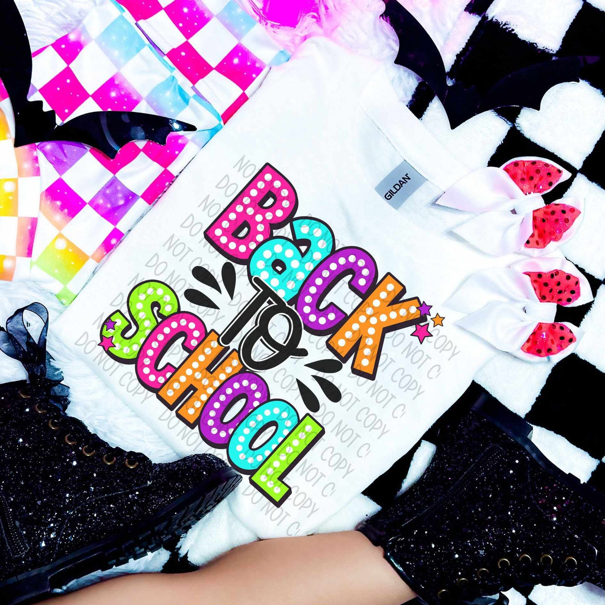 Back to school neon font (SWD) 43887 DTF transfer