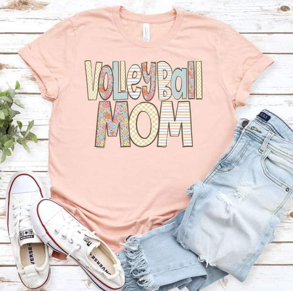 Volleyball mom pastel patterned font 21197 DTF transfer
