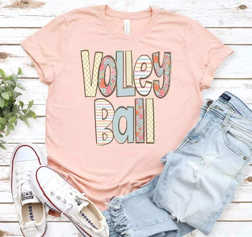 Volleyball pastel patterned font 21196 DTF transfer