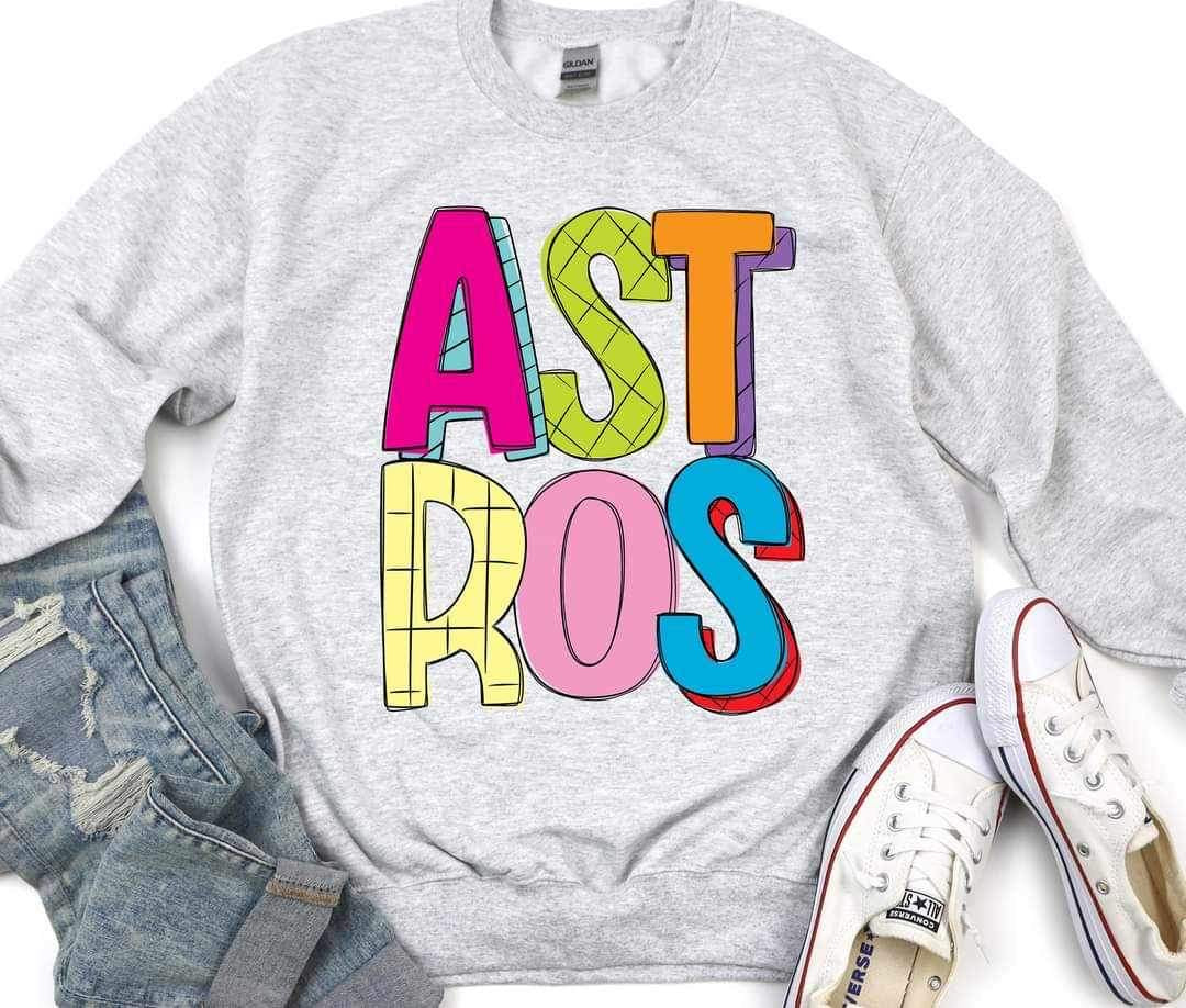 Astros (mascot multi color writing) 11055 DTF TRANSFER