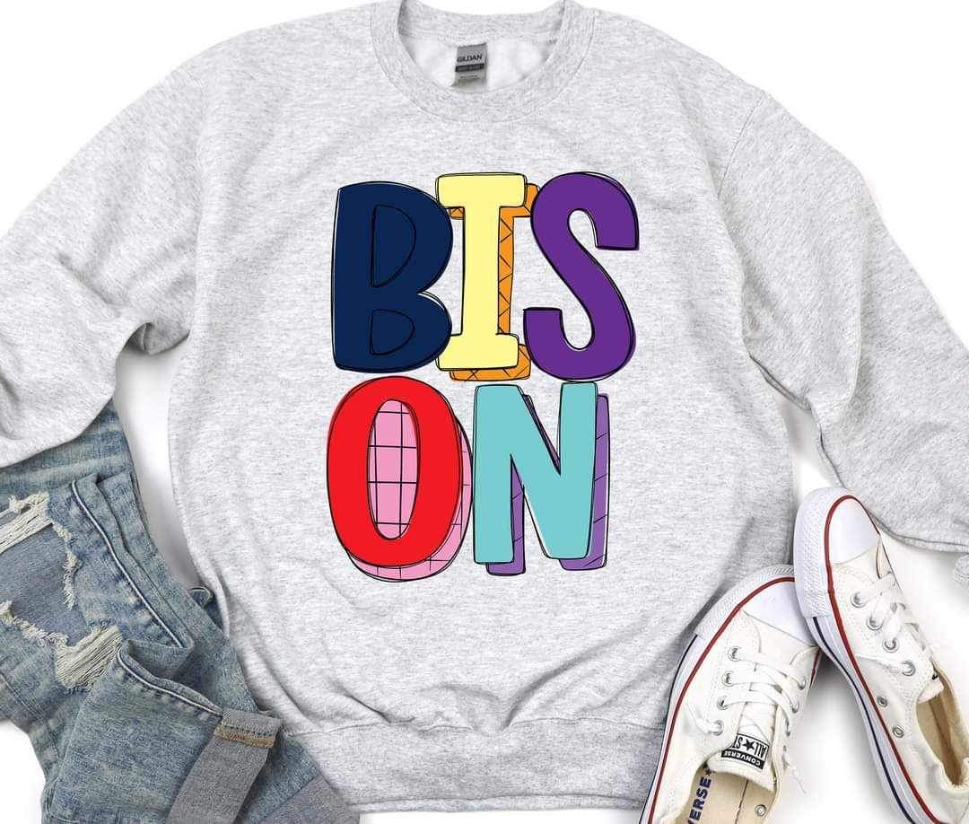 Bison (mascot multi color writing) 11054 DTF TRANSFER – Mud & Grace ...
