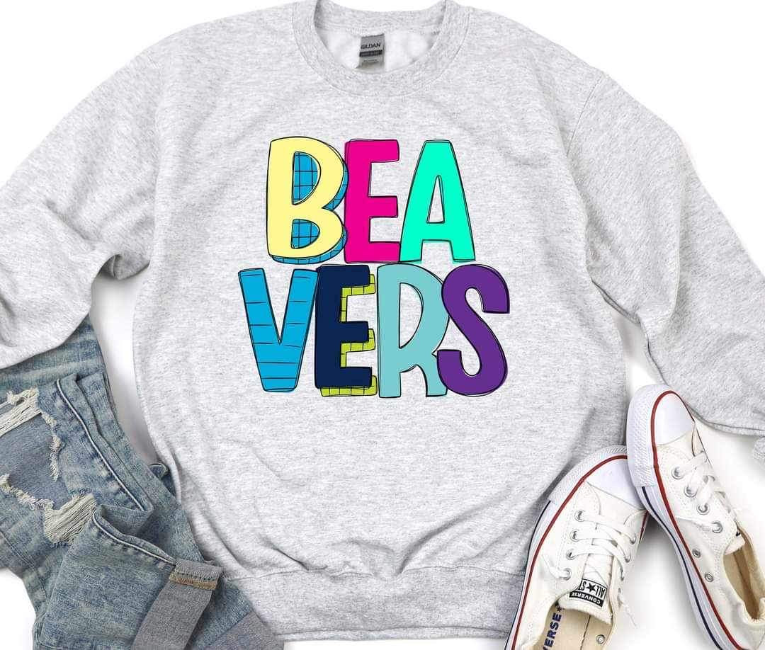 Beavers (mascot multi color writing) 11053 DTF TRANSFER