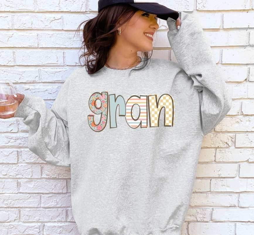 Gran pastel patterned font 21188 DTF transfer