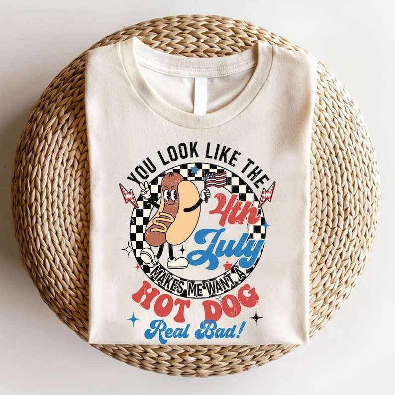 You look like the fourth of july hot dog CHECKERED 31822 DTF transfer