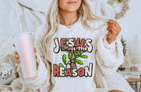 Jesus is the reason (polka dot with plant and wooden cross) FRONT 11098 DTF TRANSFER