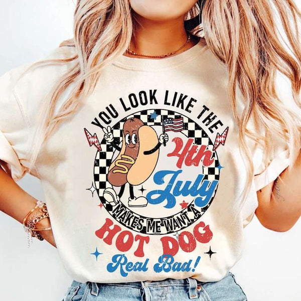 You look like the fourth of july hot dog CHECKERED 31822 DTF transfer