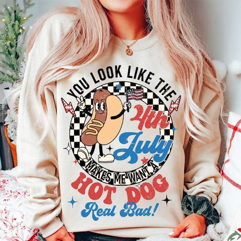 You look like the fourth of july hot dog CHECKERED 31822 DTF transfer