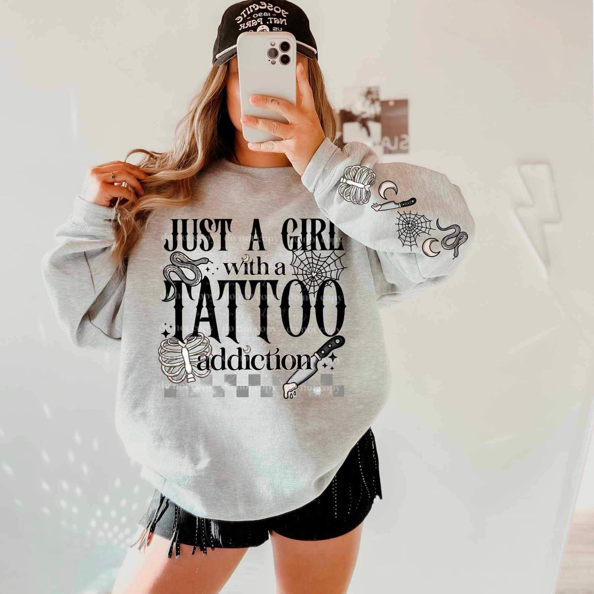 Just a girl with a tattoo addiction FRONT (CSC) 21271 DTF transfer