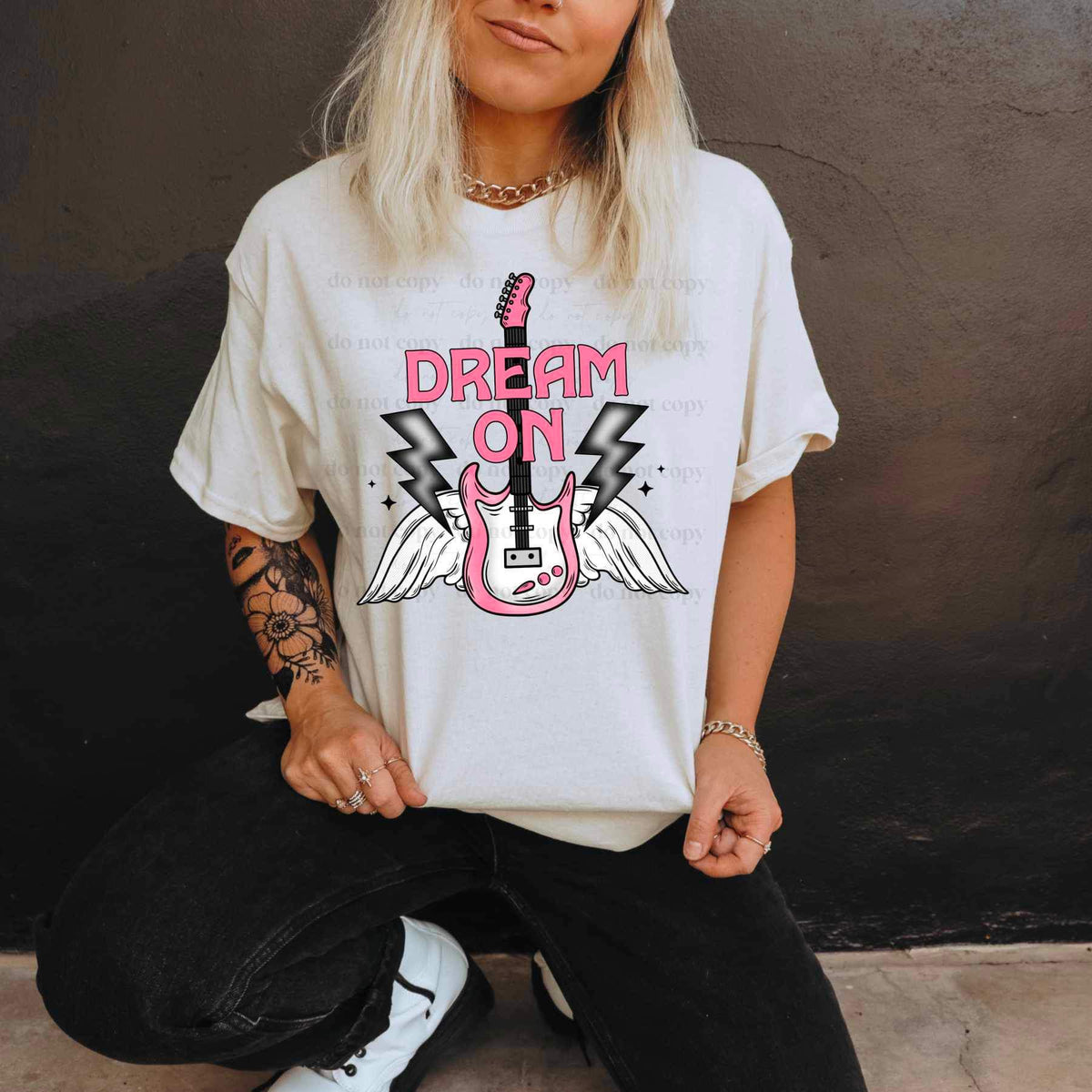 Dream on pink guitar (CSC) 21266 DTF transfer