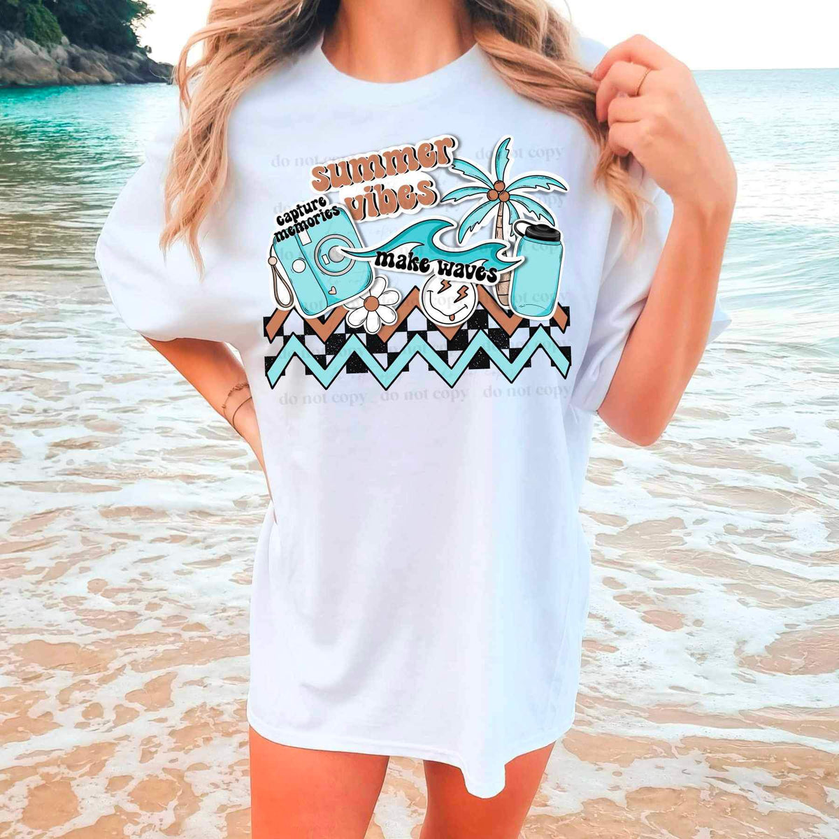 Summer vibes make waves (CSC) 21258 DTF transfer