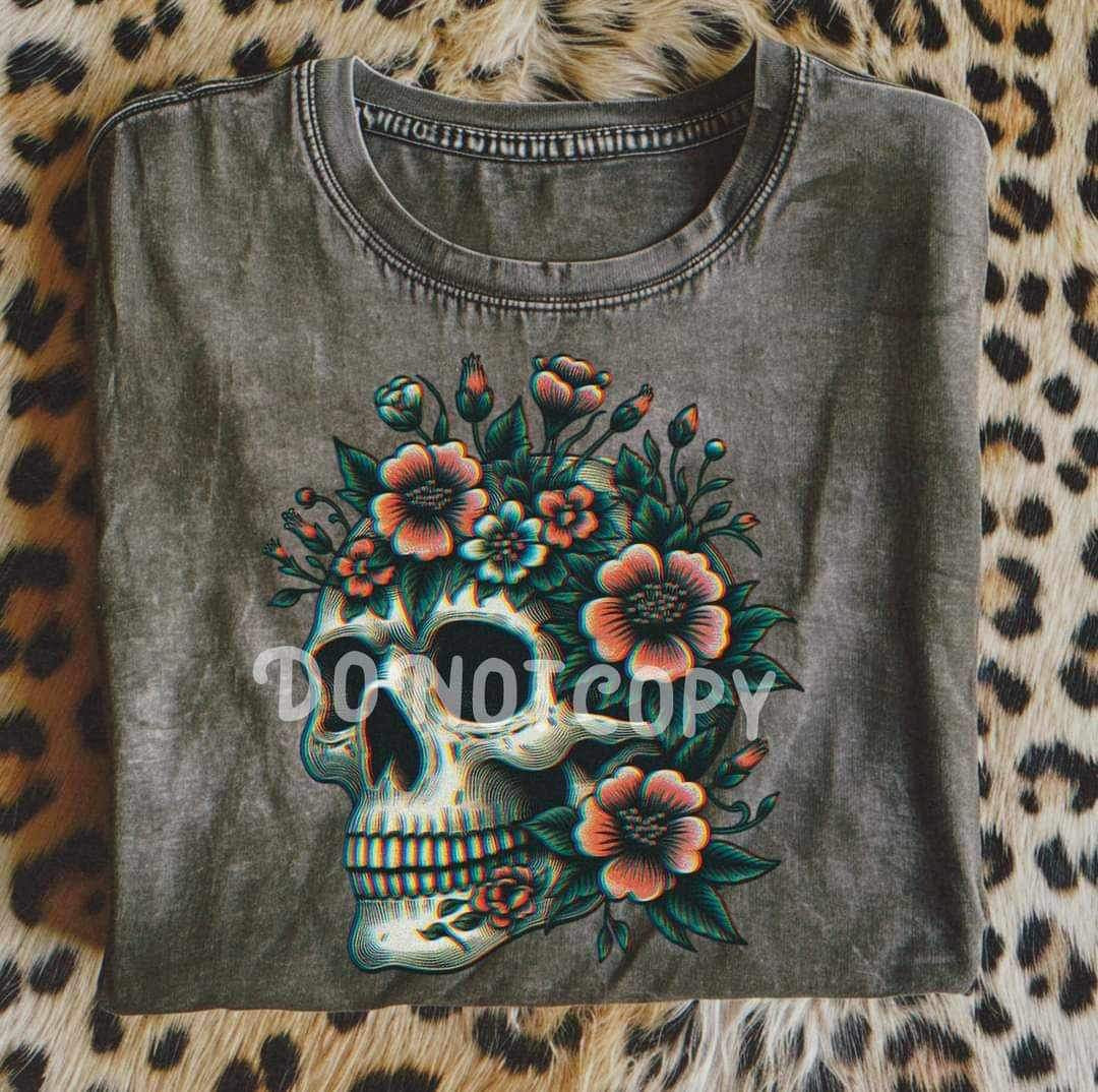 Floral skull (RTD) 21278 DTF transfer
