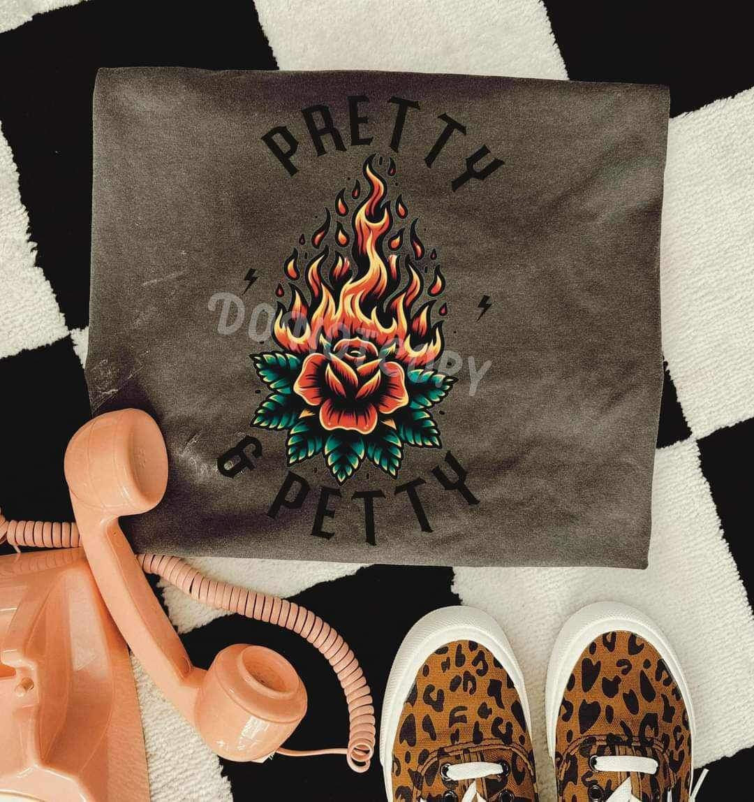 Pretty & petty rose on fire (RTD) 21277 DTF transfer