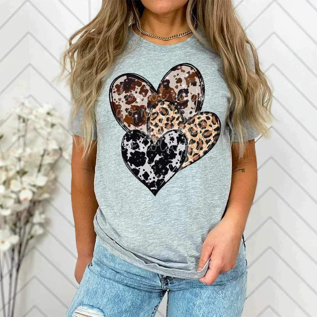 Animal print hearts (four designs) 21292 DTF transfers