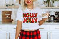 Holly jolly (embroidered with green and black dots) 11269 DTF TRANSFER