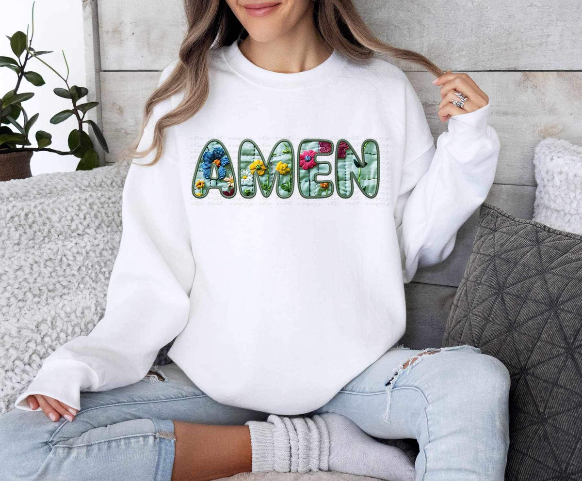 Amen floral embroidery 21321 DTF transfers