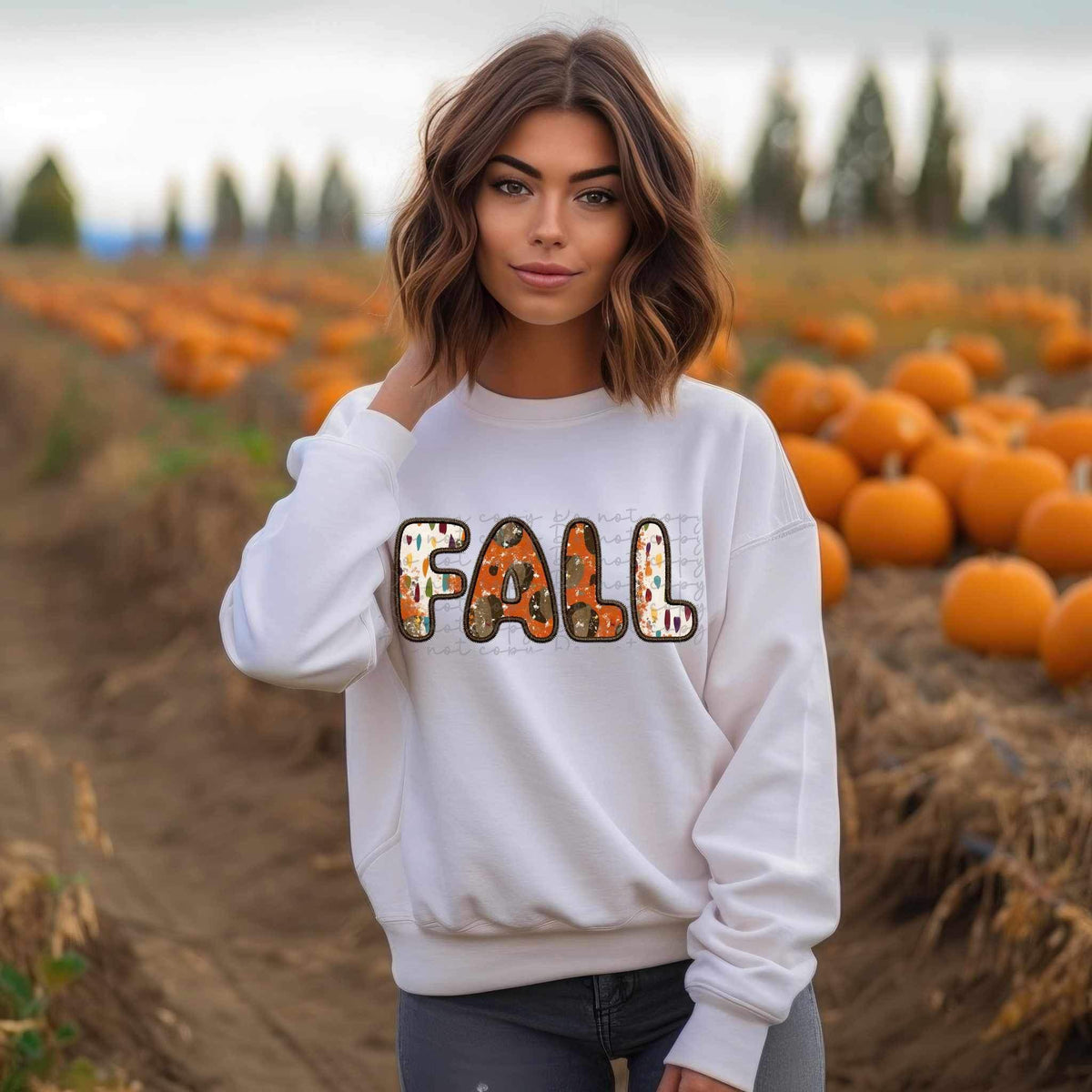 Embroidered fall with fall filled letters 11265 DTF TRANSFER
