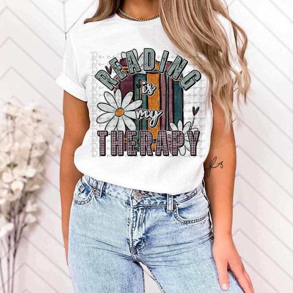 Reading is my therapy (books with flower) 11263 DTF TRANSFER