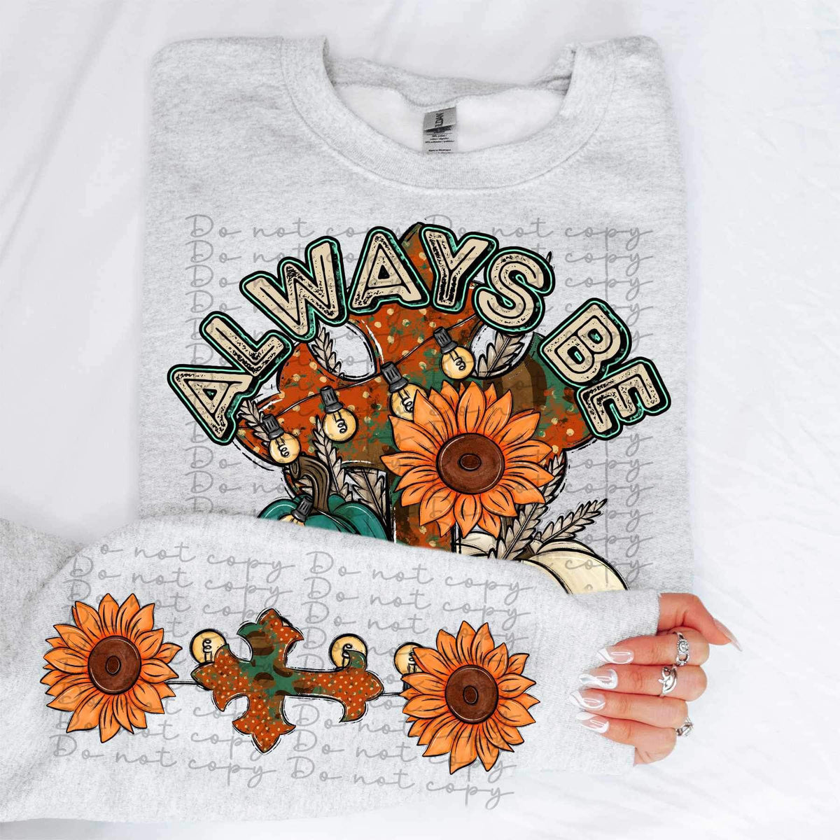 Cross and sunflower SLEEVE ONLY 11252 DTF TRANSFER