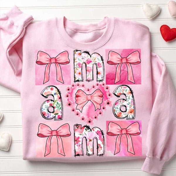 Mama collage with pink bows 31745 DTF transfer