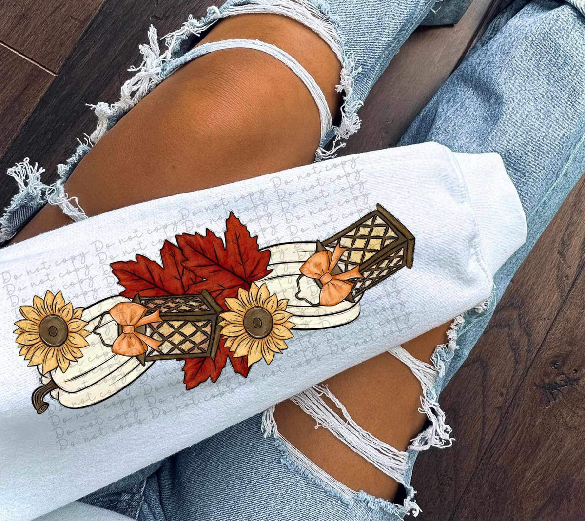 Lanterns, pumpkins, leaves, sunflowers SLEEVE ONLY 11255 DTF TRANSFER