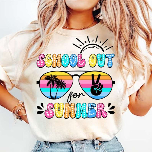 Schools out for summer shades black font 31774 DTF transfer