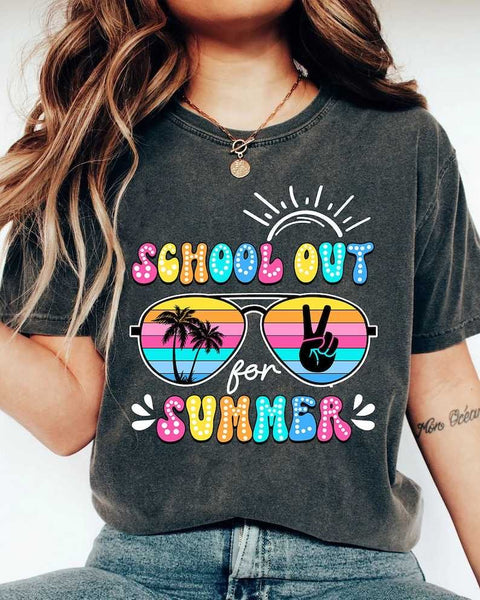 Schools out for summer shades white font 31773 DTF transfer