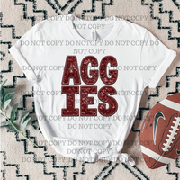 Aggies faux embroidery glitter DTF TRANSFER 13003