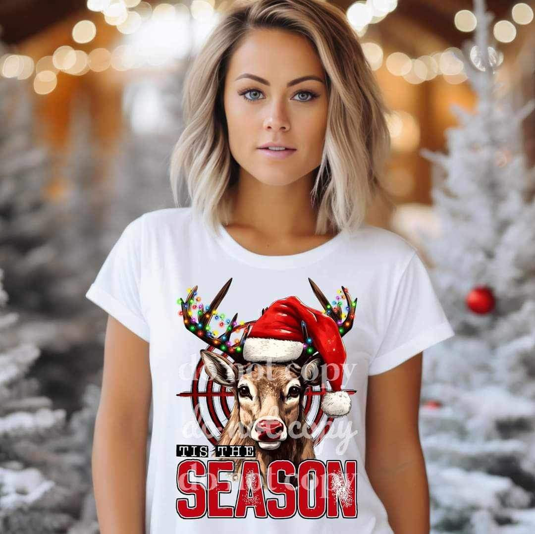 Tis the season (deer with santa hat) 11320 DTF TRANSFER
