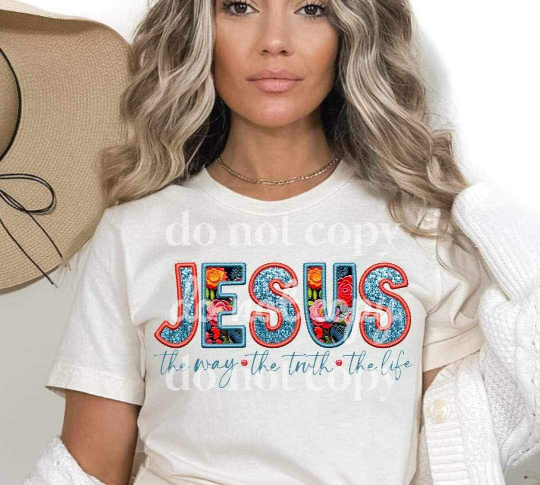 Embroidered jesus the way the truth the life 11318 DTF TRANSFER