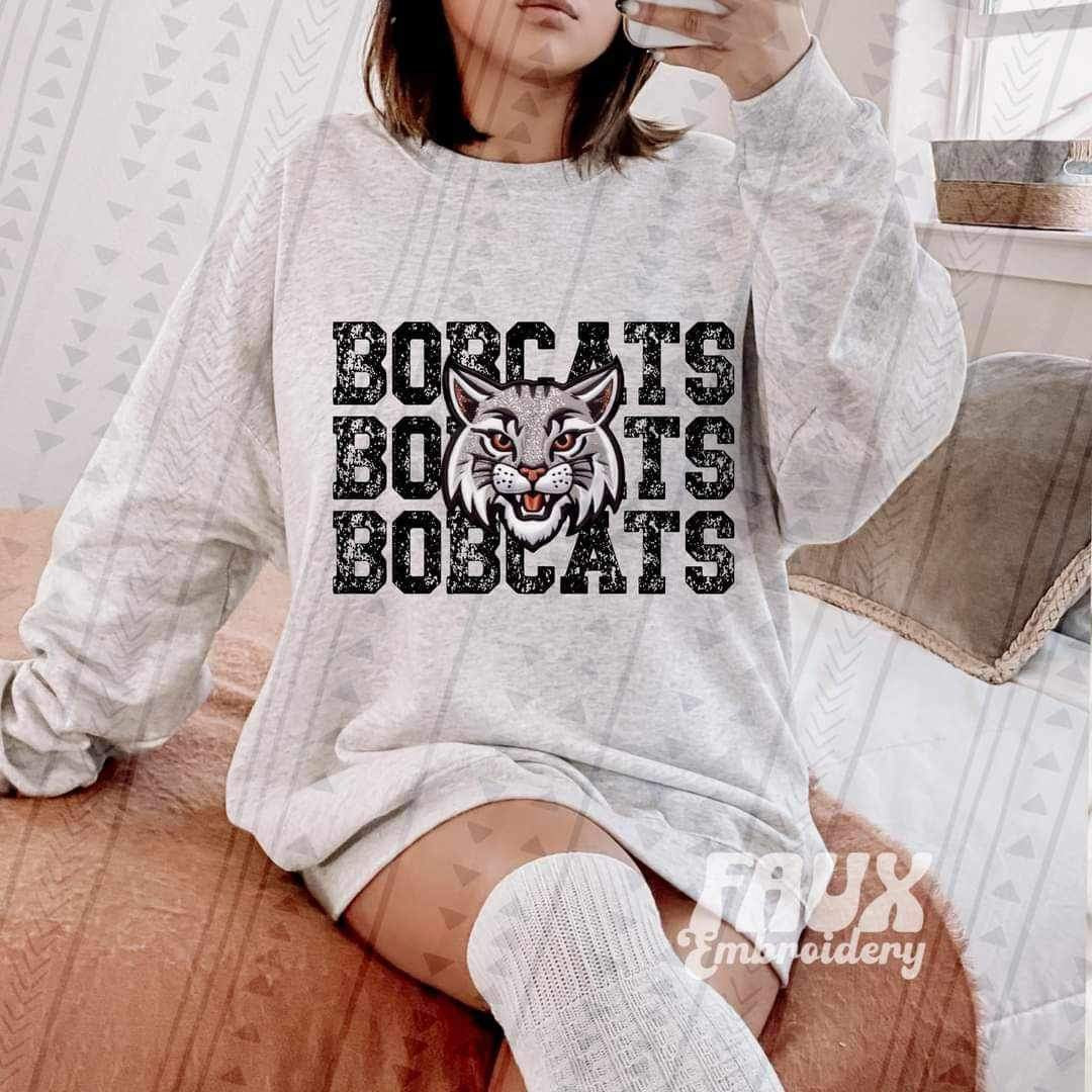 Bobcats STACKED faux embroidery 21372 DTF transfer