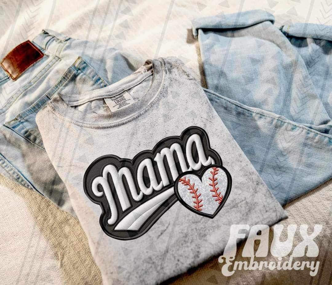 Mama baseball heart 21392 DTF transfer