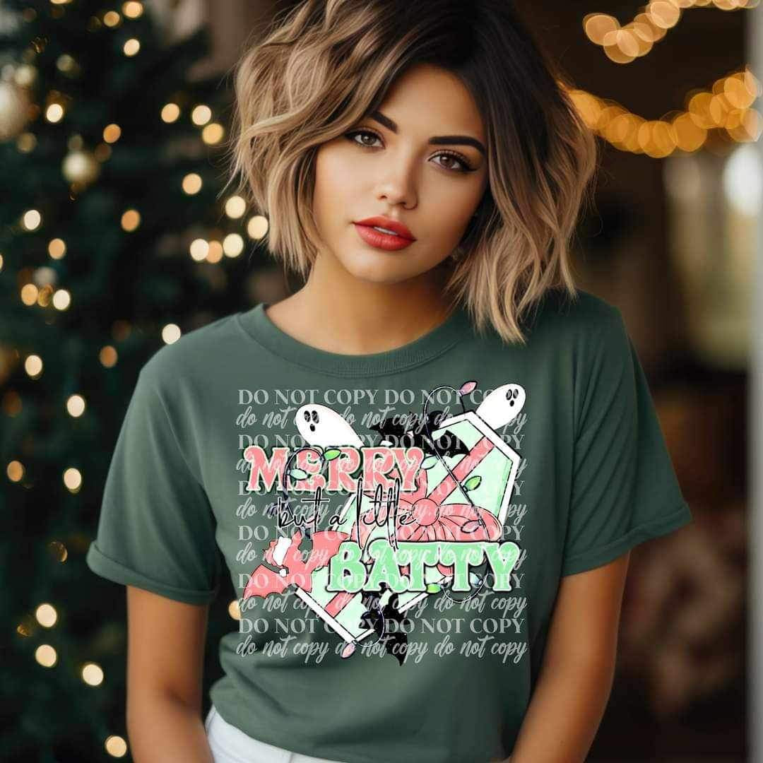 Merry but a little batty (Christmas casket with bats and ghosts) 11310 DTF TRANSFER