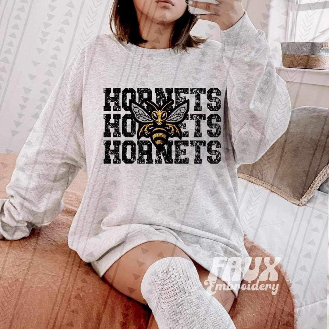 Hornets STACKED faux embroidery 21369 DTF transfer