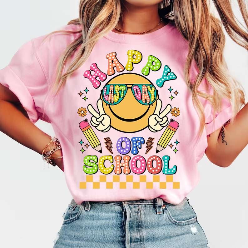 Happy last day of school happy face 31766 DTF transfer
