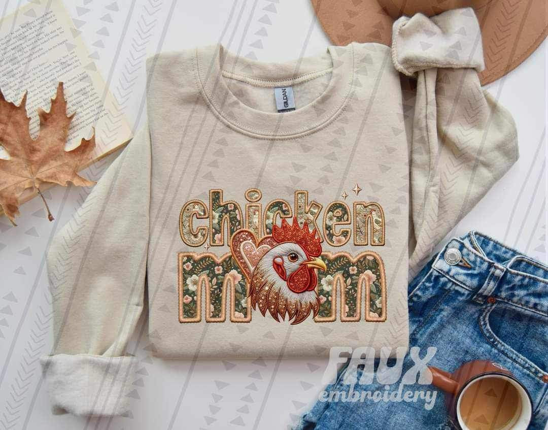 Chicken mom embroidery 21341 DTF transfers