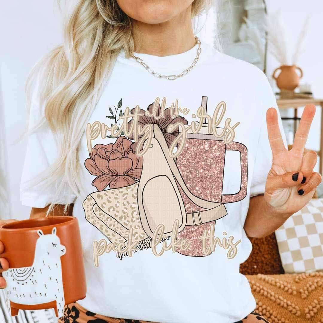 All the pretty girls (flowers, blanket, belt bag, glittery cup) 11517 DTF TRANSFER
