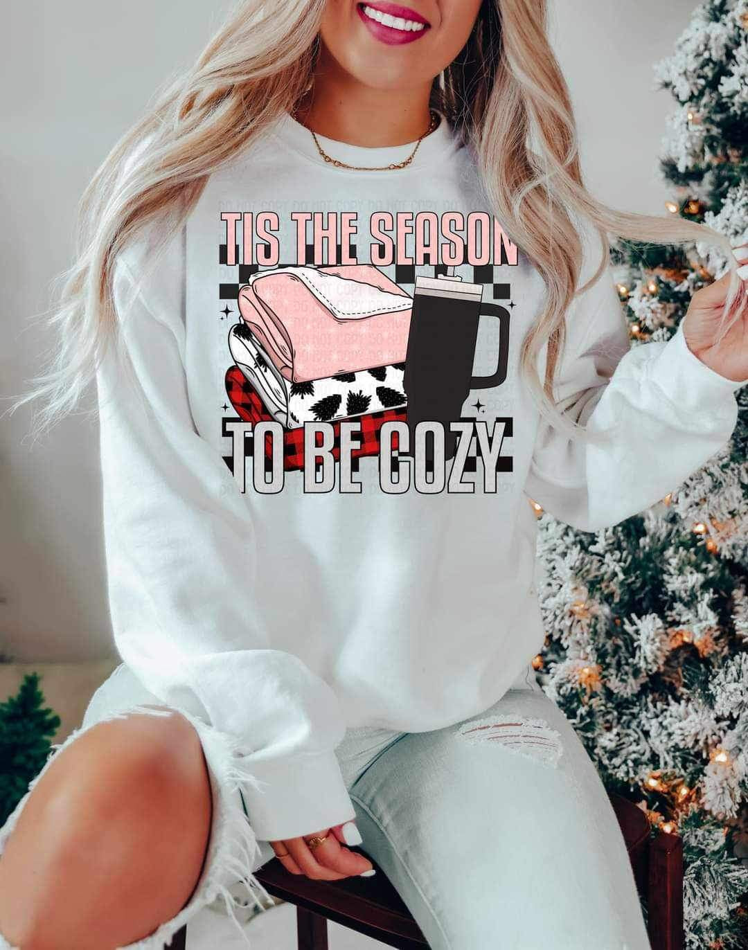 Tis the season to be cozy stacked blankets with cup (lyttle) 11531 DTF TRANSFER