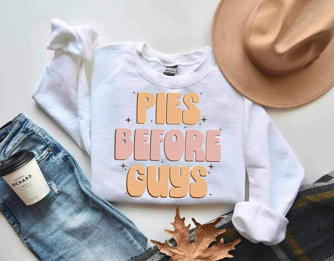 Pies before guys pink and orange font (lyttle) 11534 DTF TRANSFER